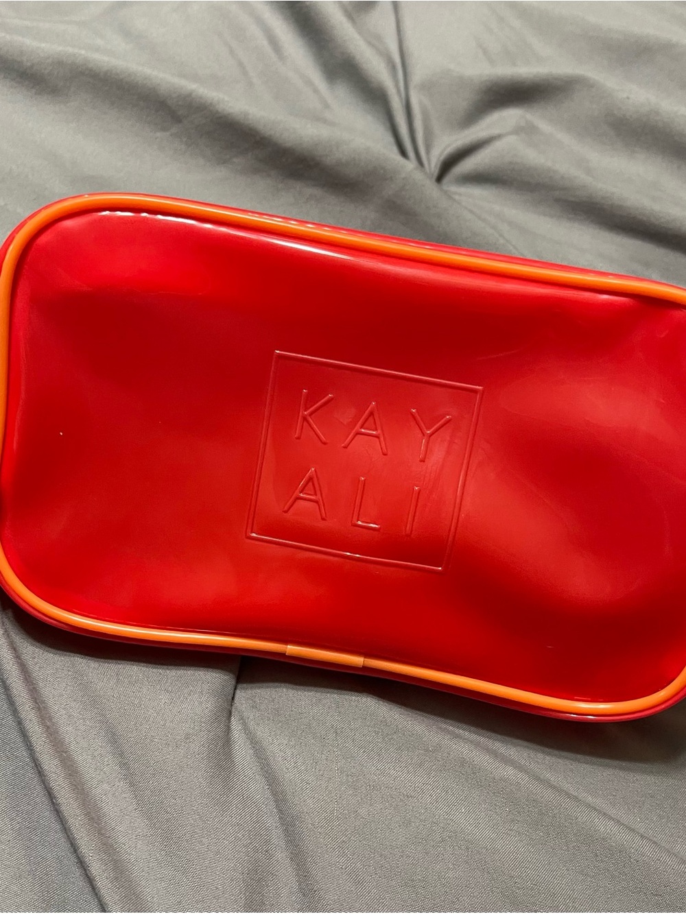 KAYALI Red Orange Cosmetic Makeup Bag Travel Pouch